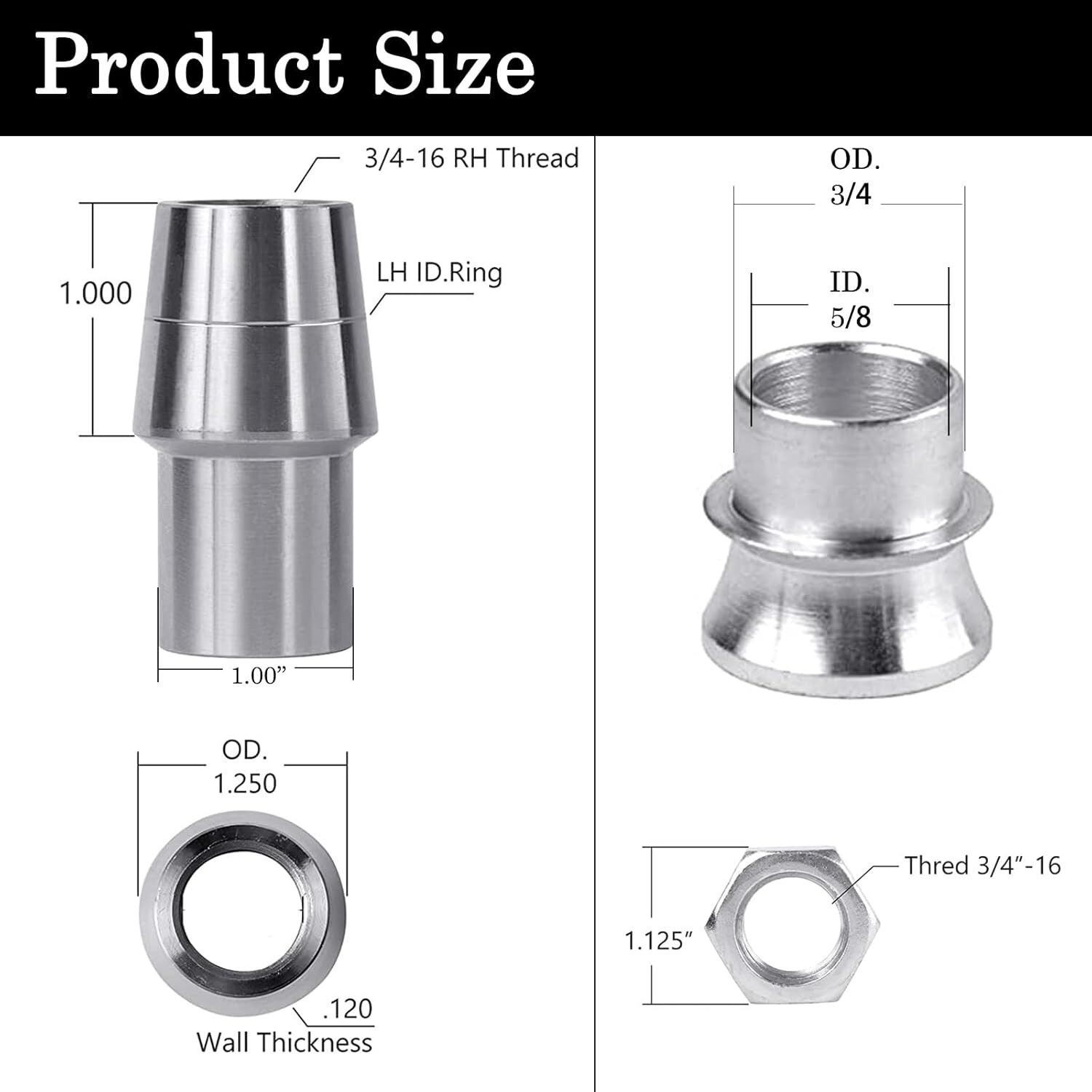 3/4» Heim Joints Rod End Kit, 750” Chromoly Joints Panhard Kit Right and Left H