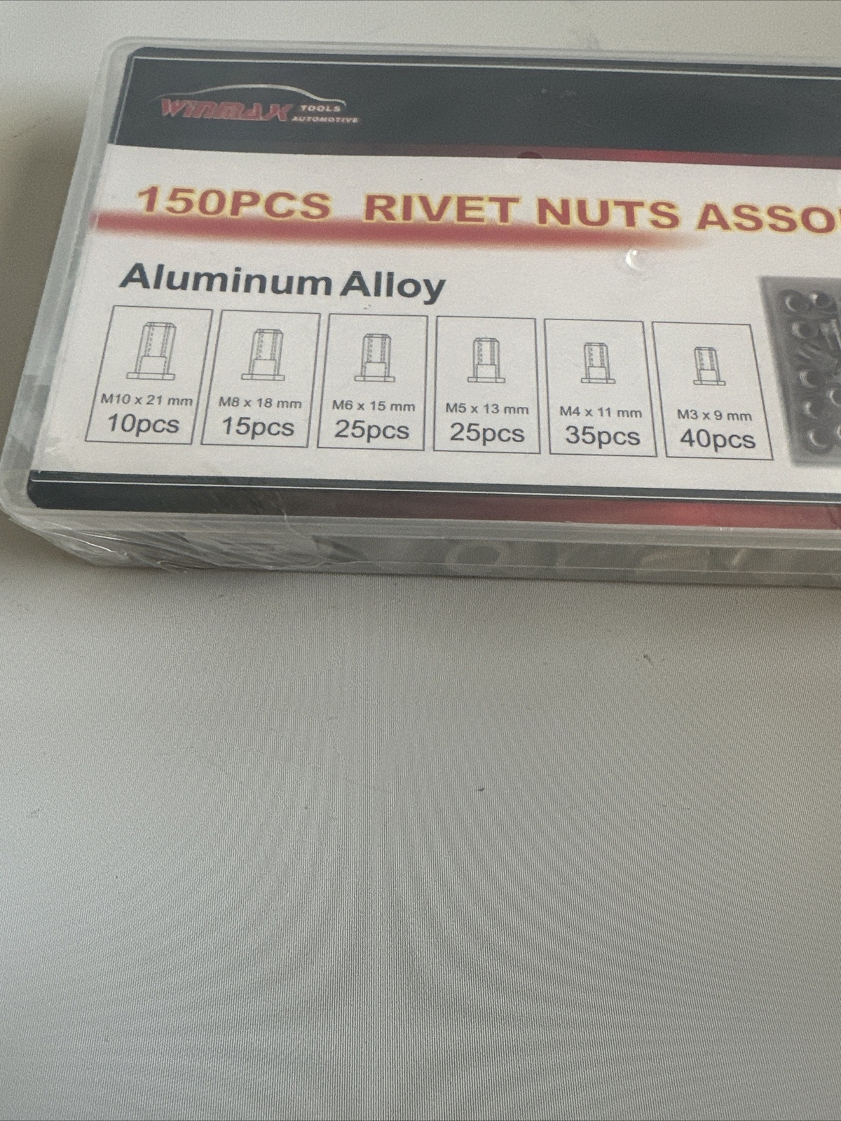 Winmax Aluminum Rivet Nut Kit Assortment 150 pcs Metric New Sealed