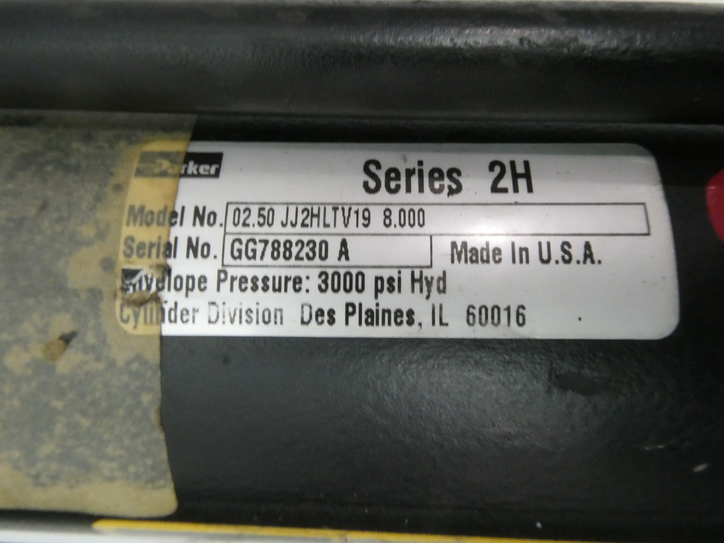 Parker 02.50 JJ2HLTV19 8.000 Double Acting Cylinder 2-1/2in X 8in 3000psi