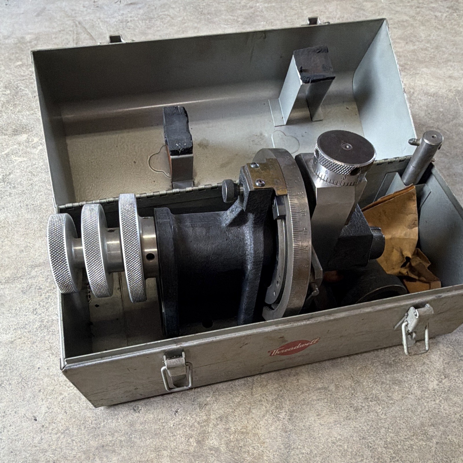Threadwell Tangi-Matic Dresser Grinding Fixture in metal box- Made in the USA
