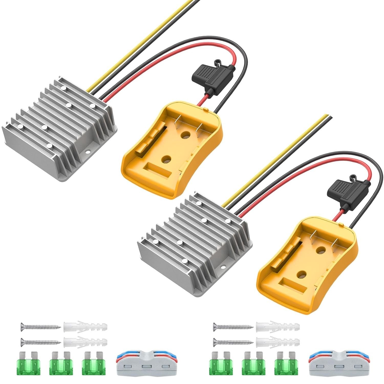 2 Pack 20V to 12V Step Down Converter Compatible with DeWalt 20V Battery Adapter
