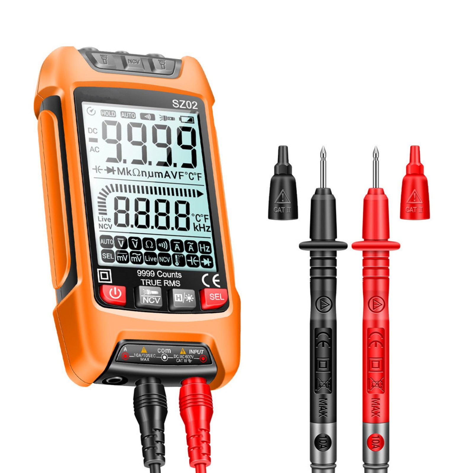 Digital Multimeter 9999 Counts DC/AC Voltage Current Resistance Tester True RMS;