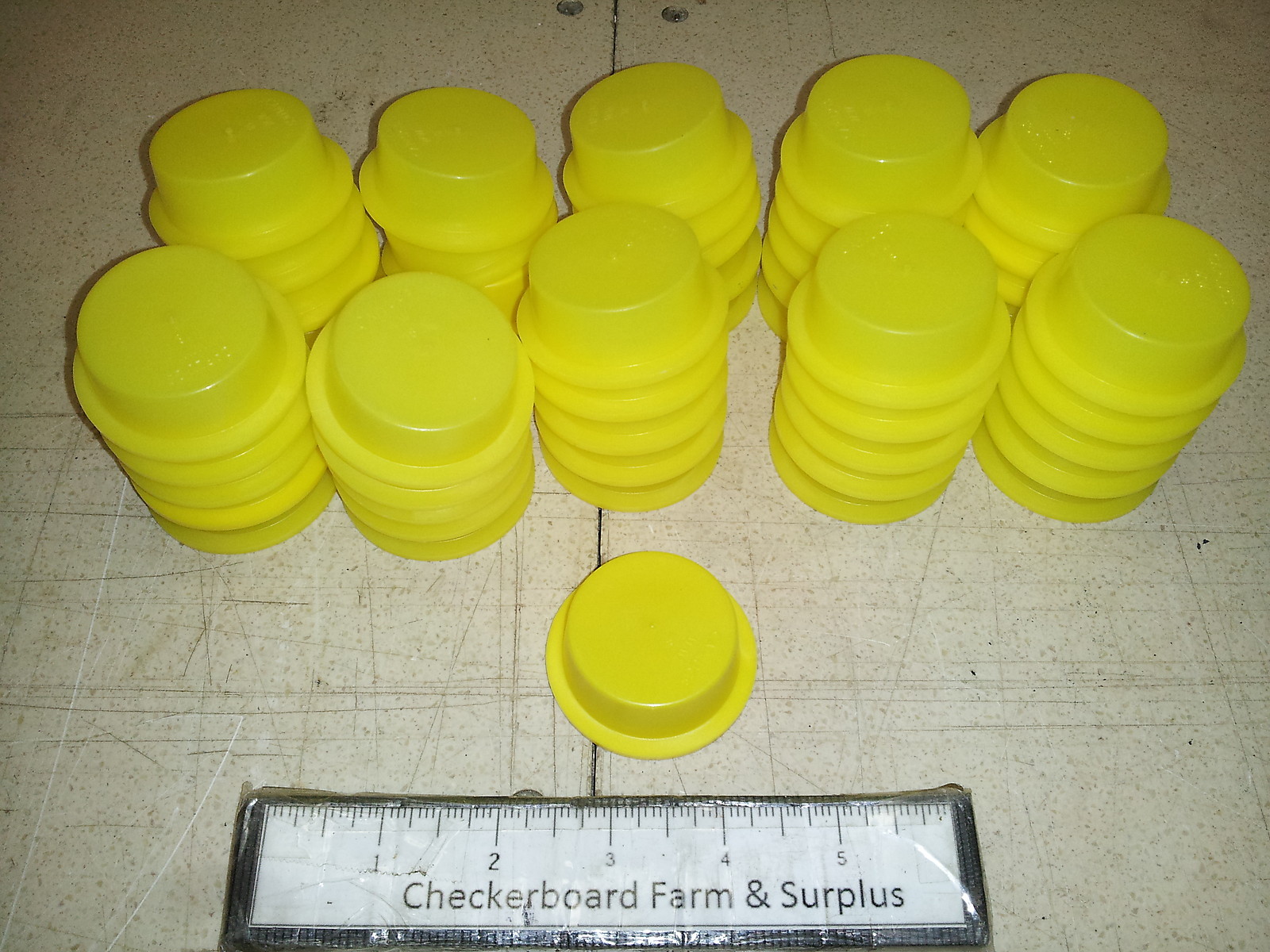 Qty-50 NOS Caplags 1.515″ x .630″ Yellow LDPE WW-18 Wide Flange Tapered Cap-Plug