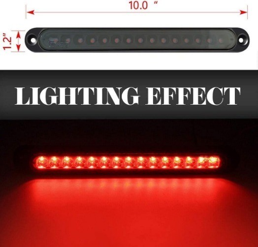 2PCS 10″ 15 LED Red Trailer Light Bar for Park Stop Turn signals Tail Brake Ligh
