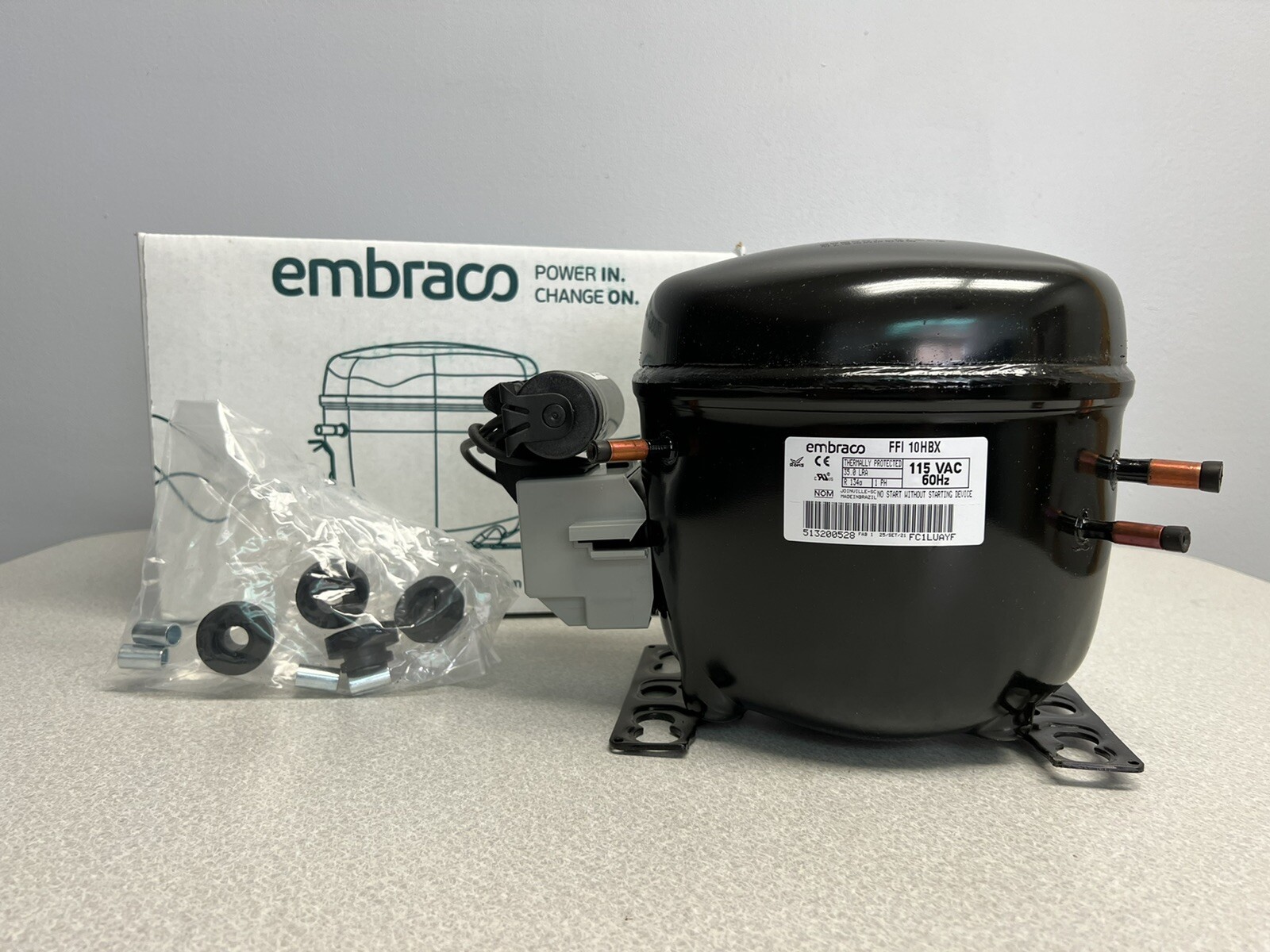 NEW EMBRACO FFI10HBX 1/3 hp Compressor – 115V R134A AEA4440YXA Replacement