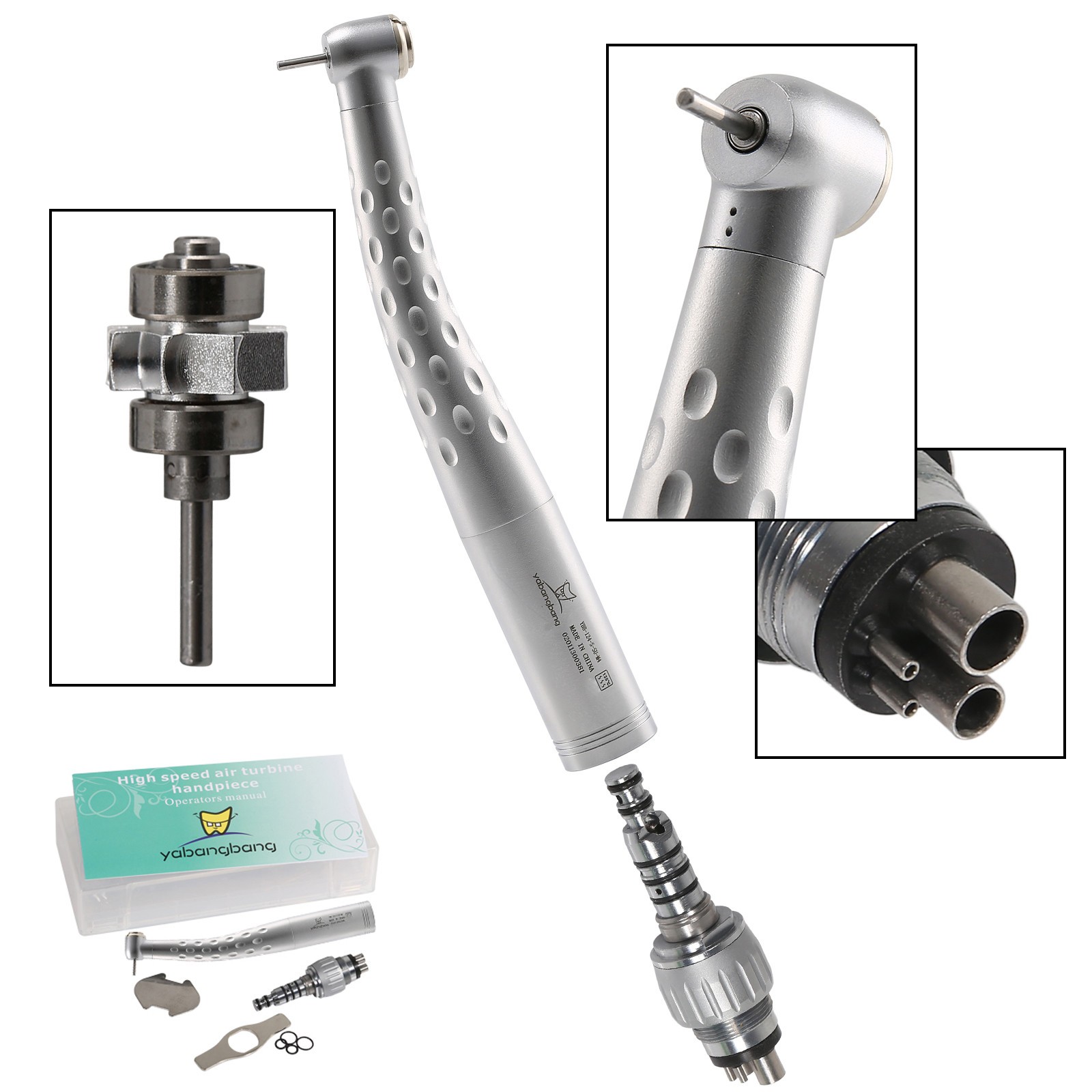 YABANGBANG Dental High Speed Handpiece with 4 Hole Quick Coupler 360 Swivel