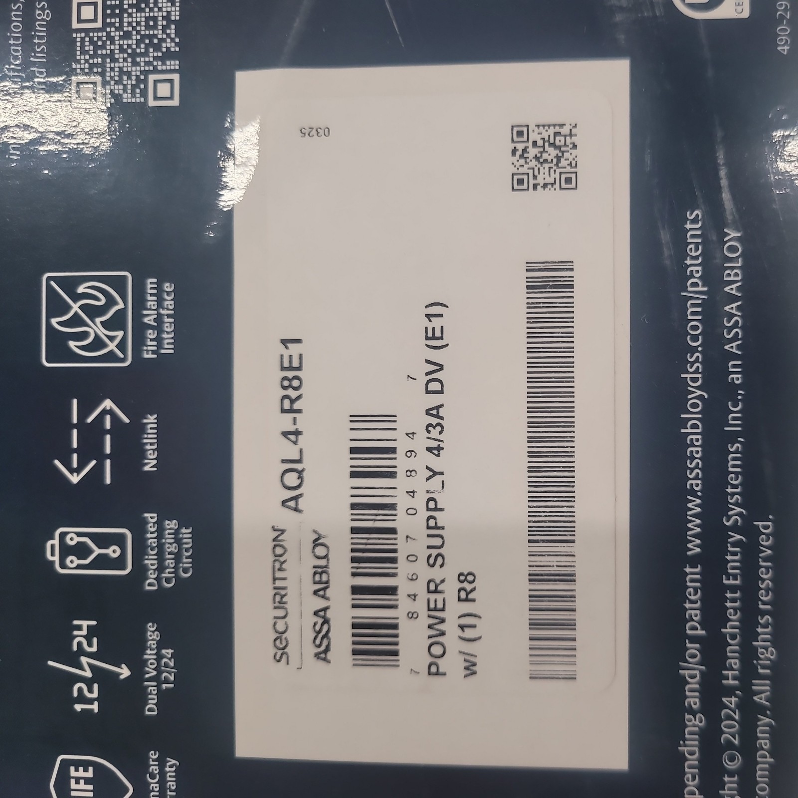 Securitron AQL4-R8E1 Power Supply 4/3A DV with Enclosure