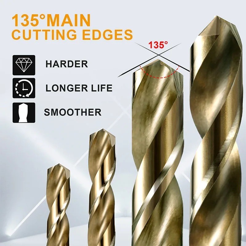 Cobalt Jobber Twist Drill Bit Sets For Drilling Stainless Steels & Hard Metals