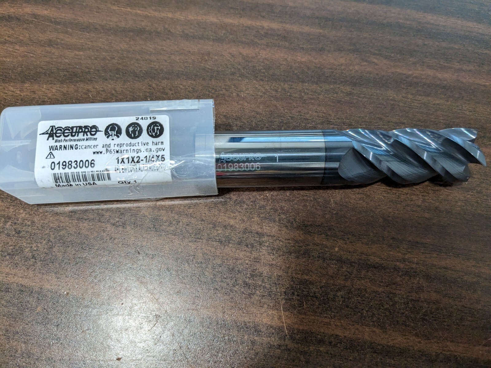 ACCUPRO Square End Mill: 1″ Dia, 2-1/4″ LOC, 4 Fl 12182985