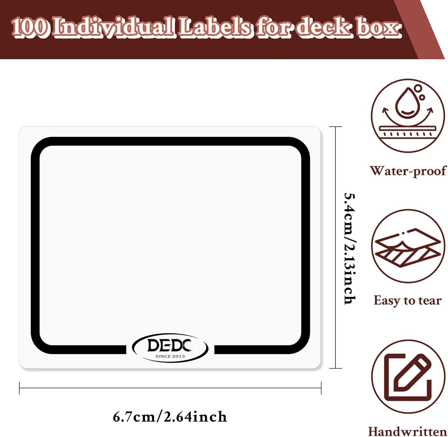DEDC 100 Reusable Dry Erase Labels Stickers Blank White Self Adhesive Tags for M