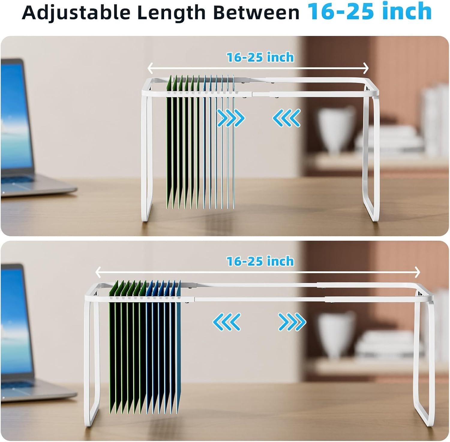 Hanging File Folder Frame, Adjustable Letter Size File Holder 16-25 Inches,