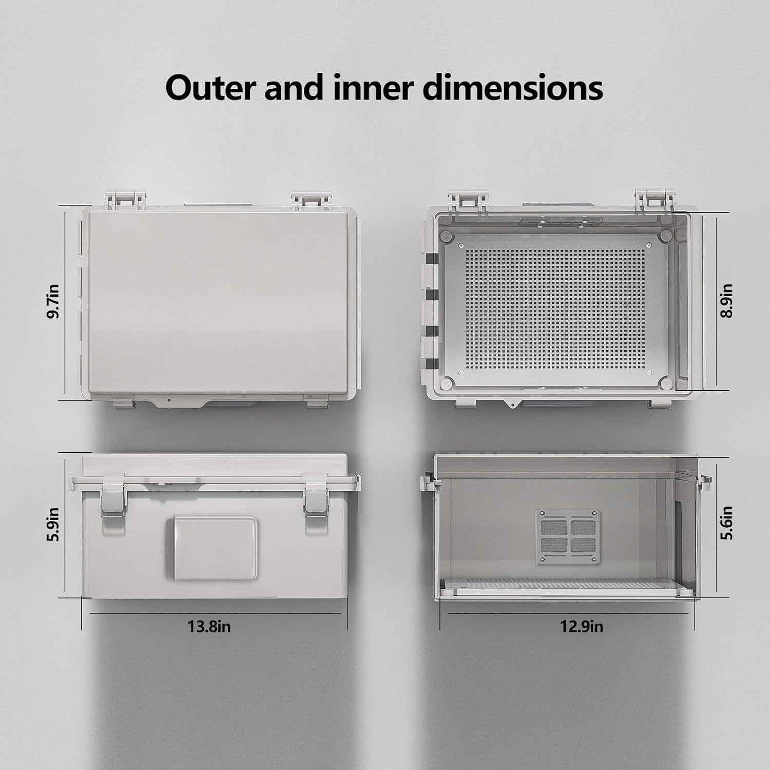 Electrical Junction Box, Ventilated Design, Cable Grommets, Indoor/Outdoor Use w