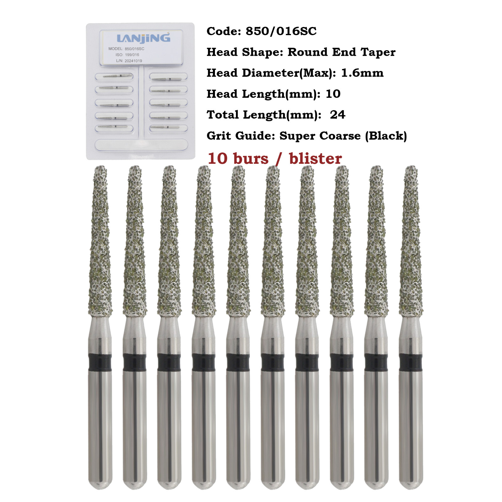 Dental Diamond Burs FG Round End Taper Bur Super Coarse Fine 856 850 High Speed
