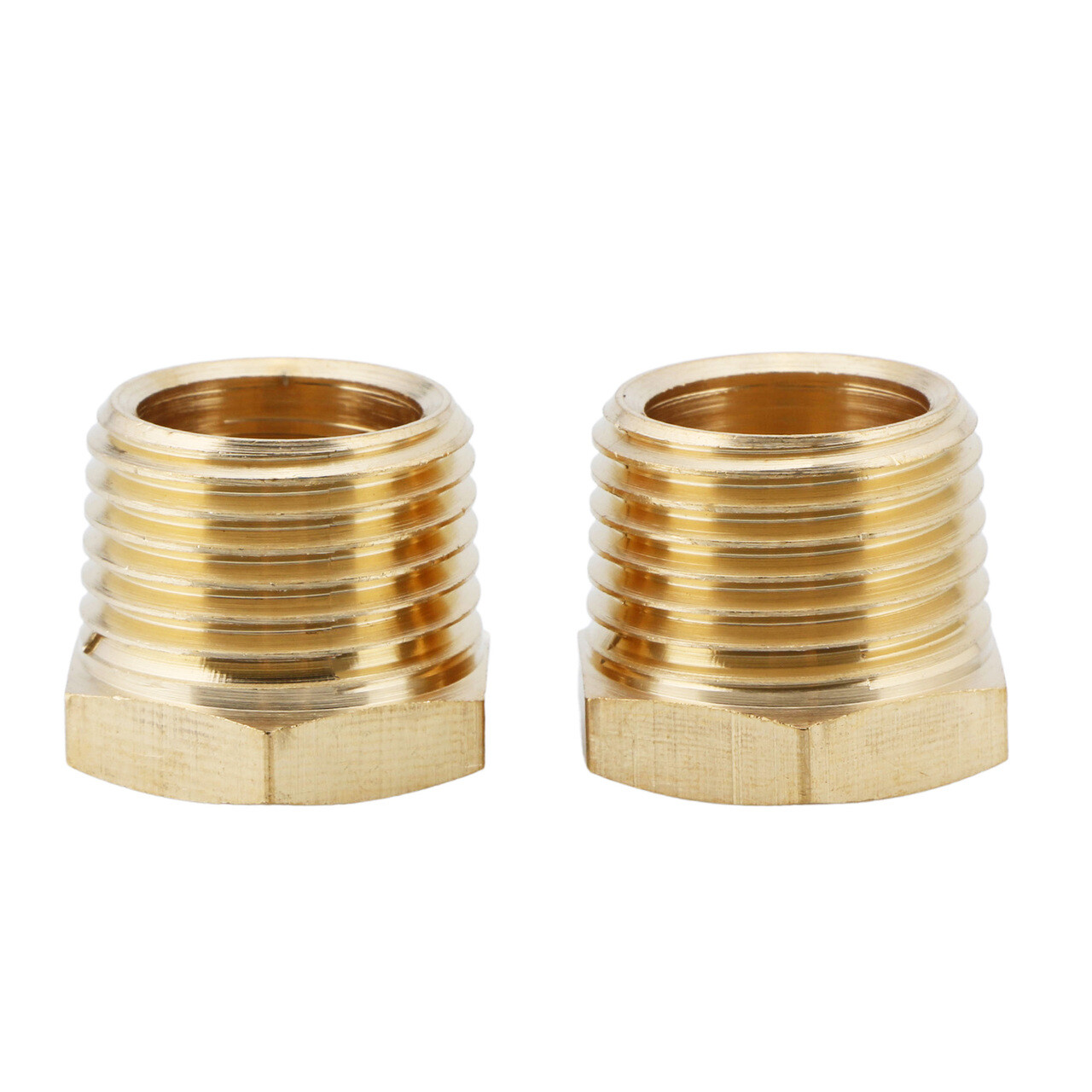 U.S. Solid 2pcs Brass Pipe Fitting Reducer Bushing, MNPT 1/2″ x FNPT 3/8″