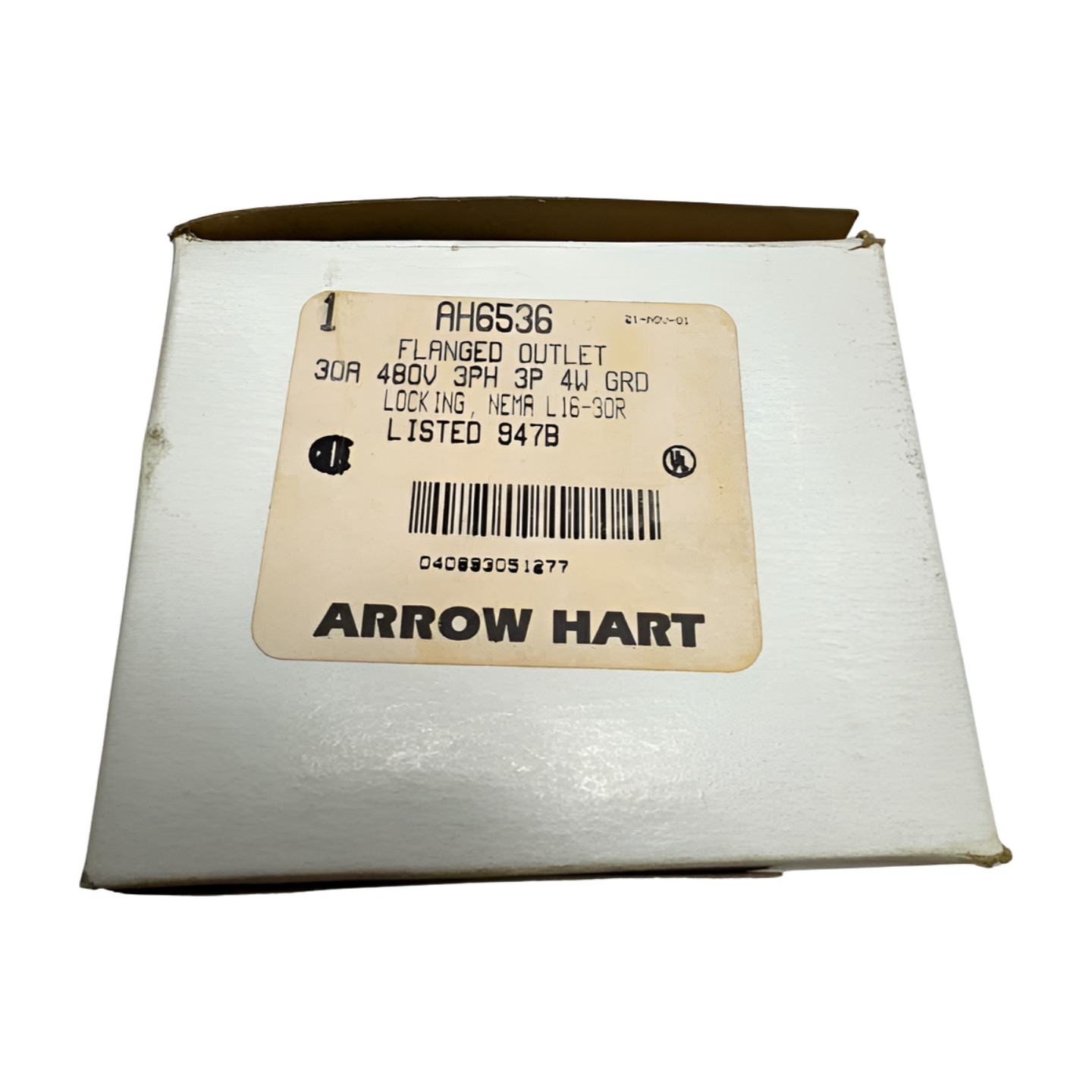 Arrow Hart AH6536 Flanged Outlet, 30A, 480V, 3PH, 3-Pole, 4-Wire, NEMA L16-30R