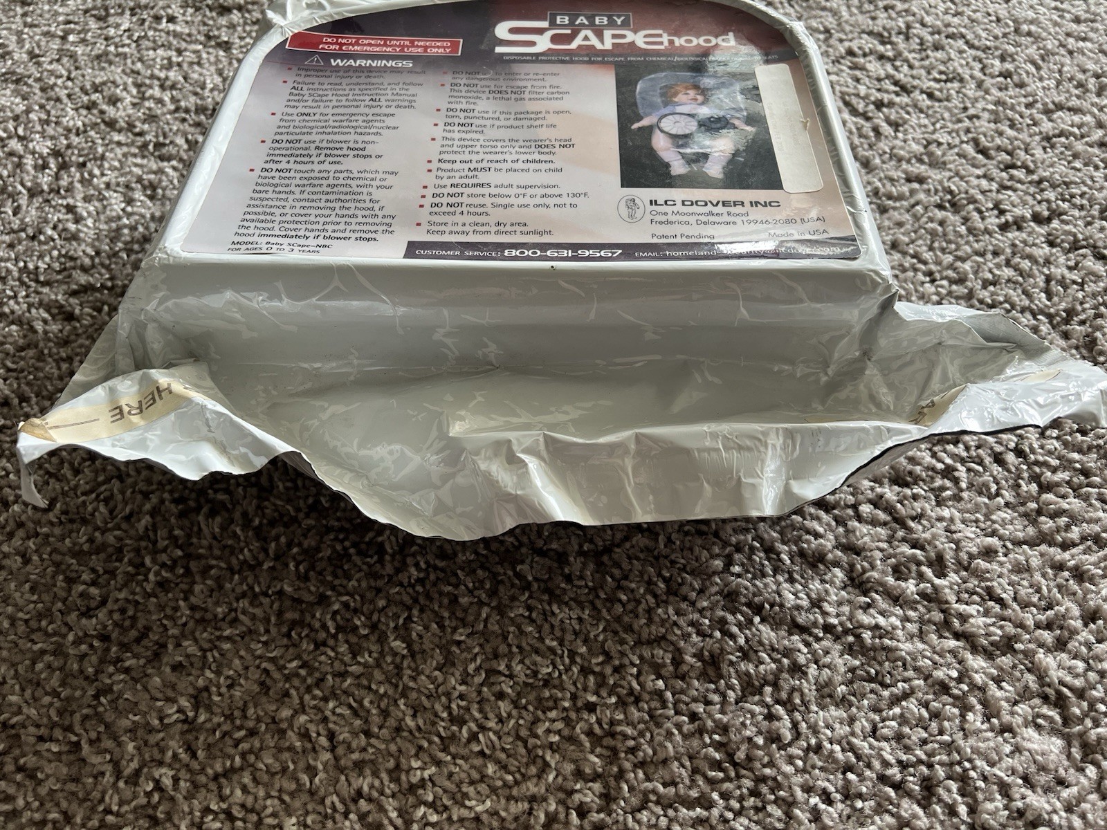 Baby Scapehood SCape-NBC Disposable Protective Mask Hood From Chemical/Biologic