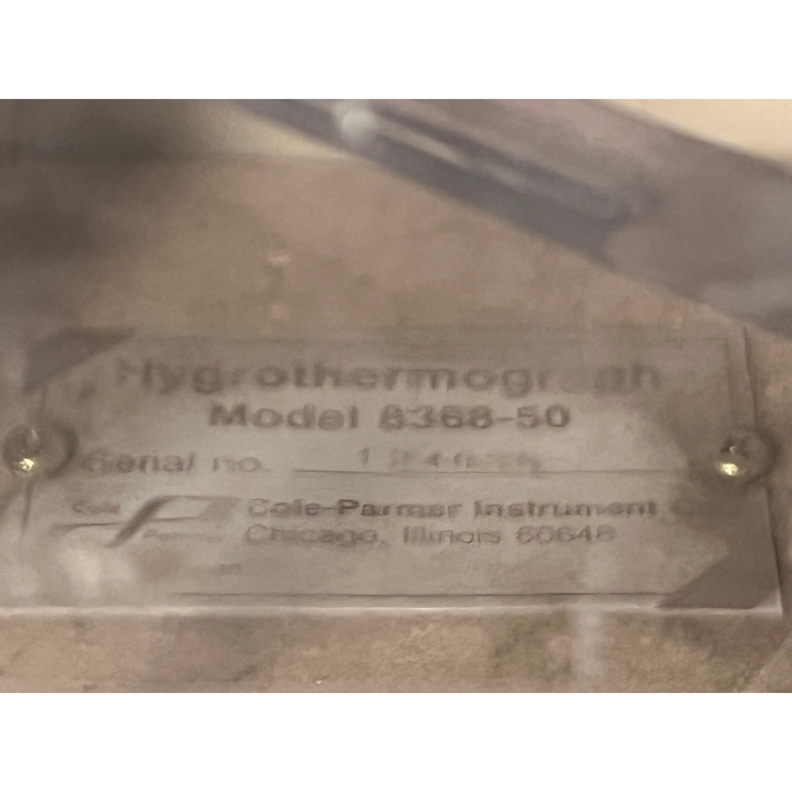 Cole-Parmer 8368-50 Vintage Hygrothermograph 7-Day Chart Recorder Untested