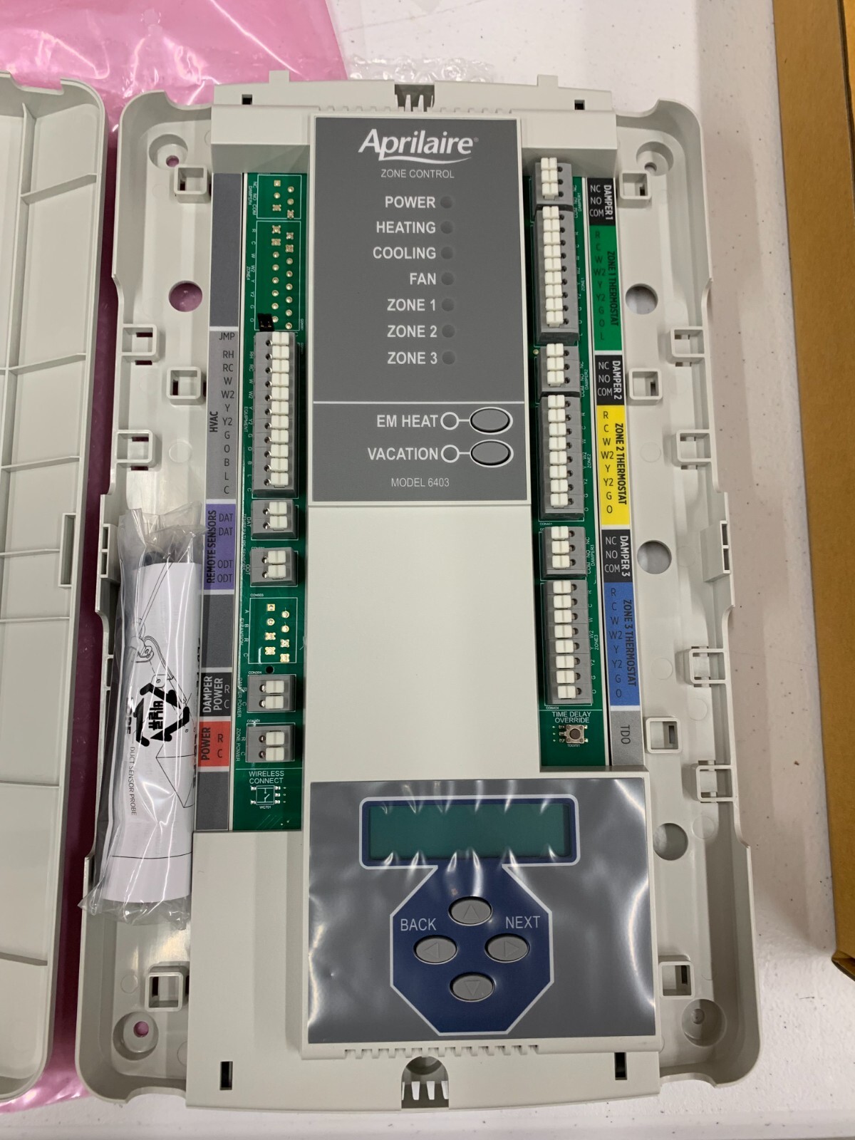 Aprilaire 6403K M-Stage 3-Zone Control Panel Kit DAT Sensor 24V 40VA Transformer
