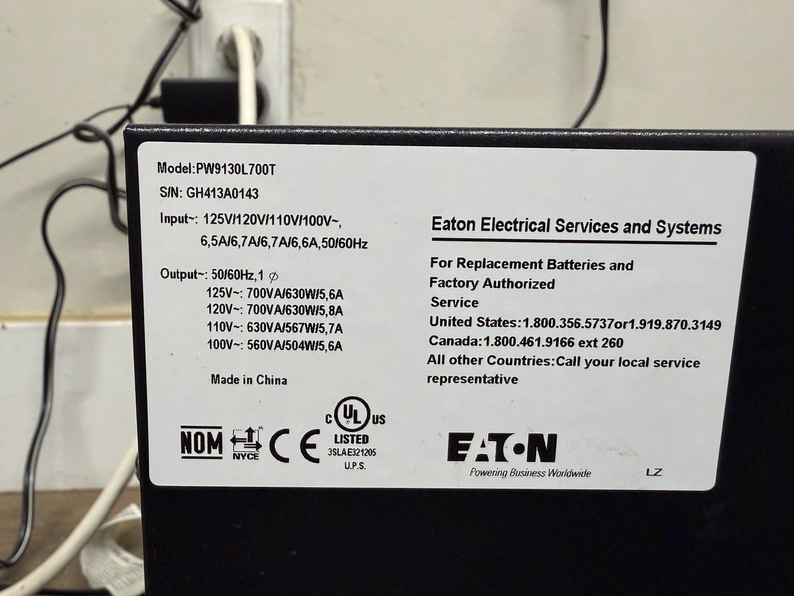 EATON 9130 Tower UPS PW9130L700T Compact Uninterruptible 700VA