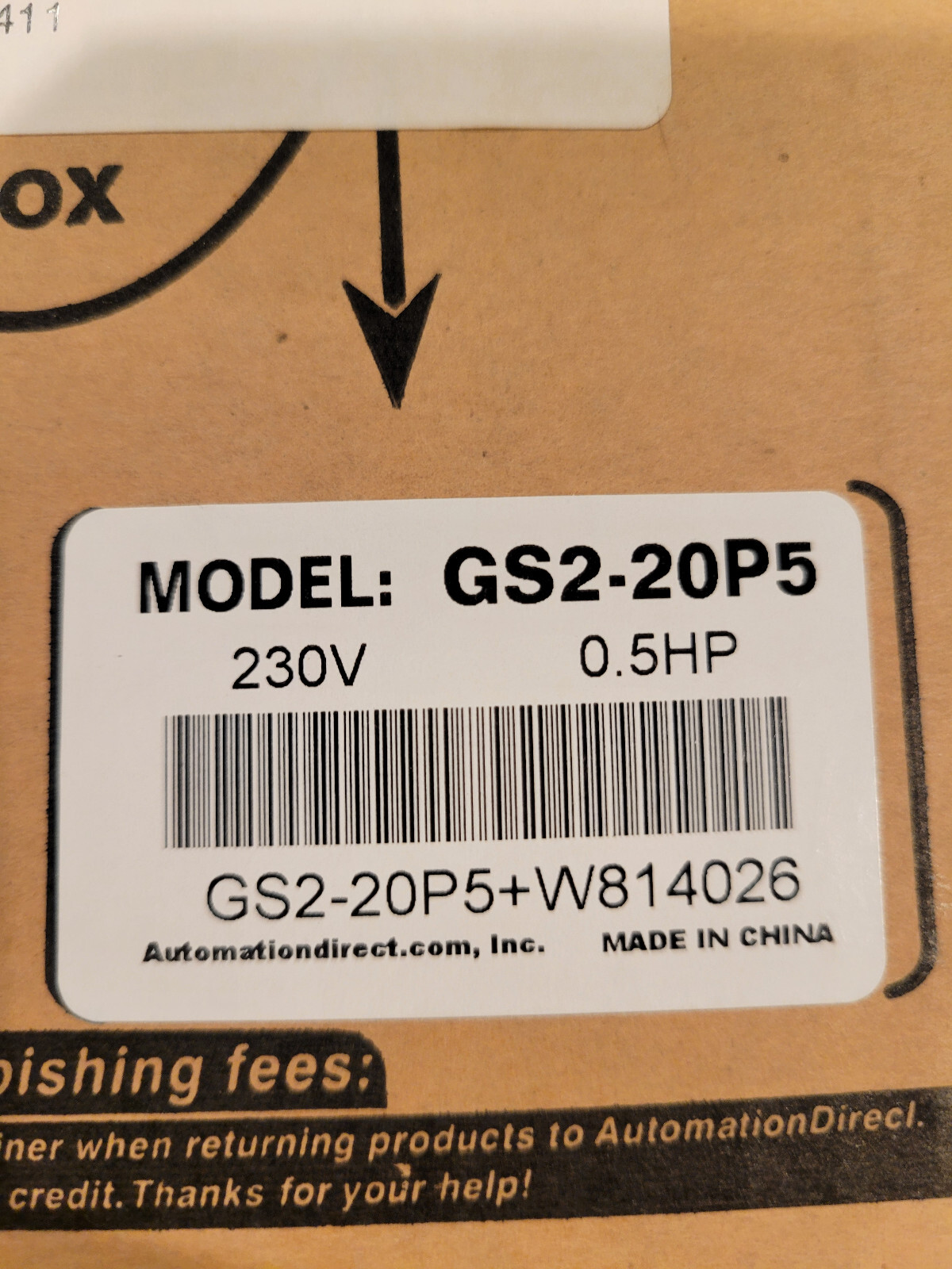 Automation Direct AC Drive GS2-20P5 0.5Hp 230v