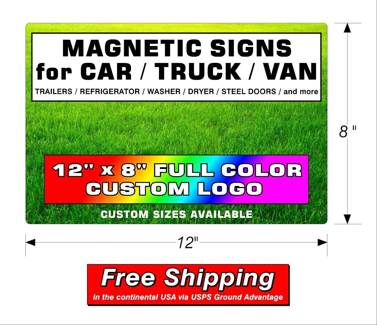 1 PAIR (2) MAGNETIC SIGNS for CAR / TRUCK / VAN / TRAILERS – 12″ x 8″
