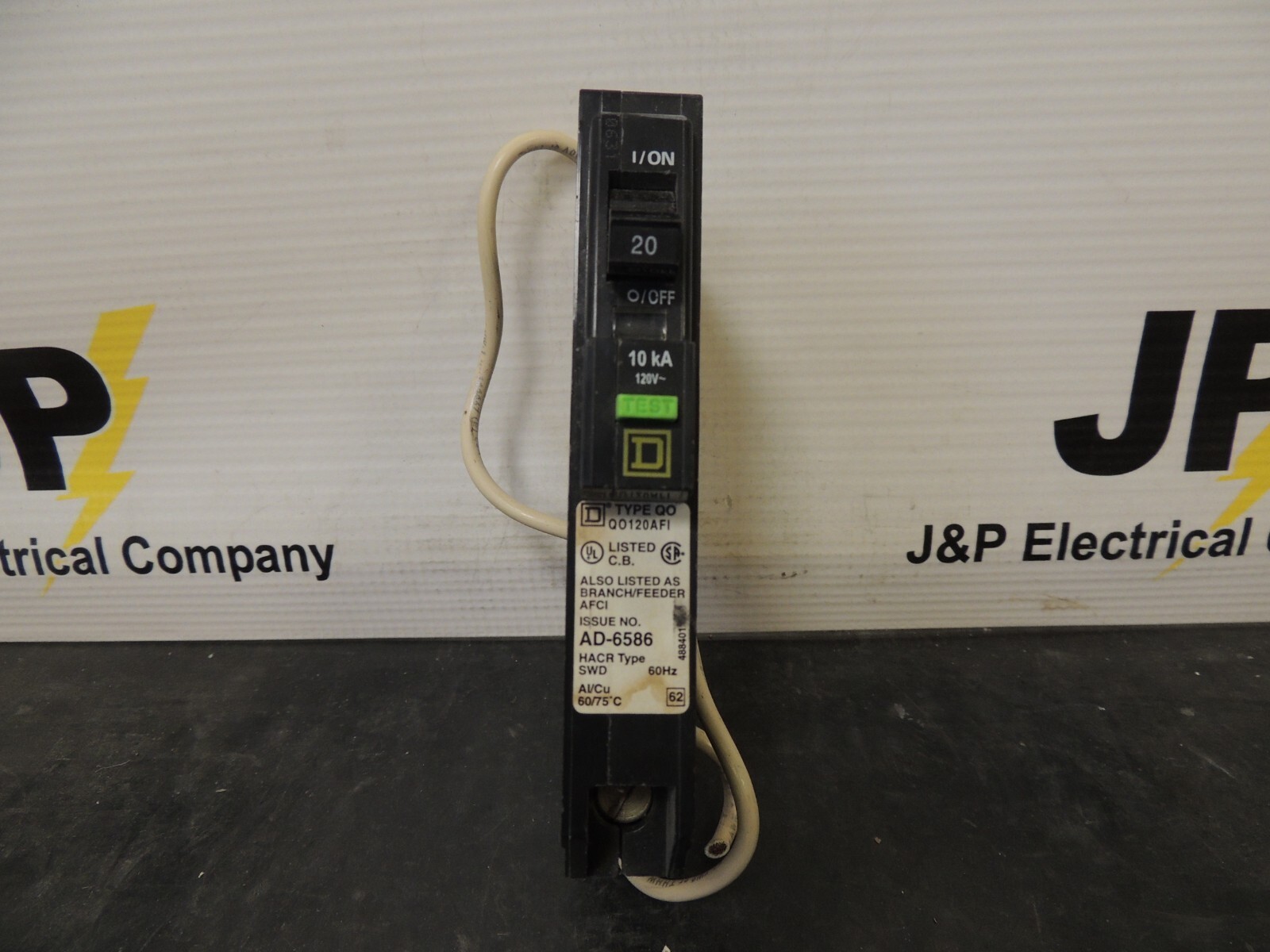 Square D QO120AFI 1 Pole 20 Amp 120VAC QO Plug In AFCI Arc Fault Circuit Breaker