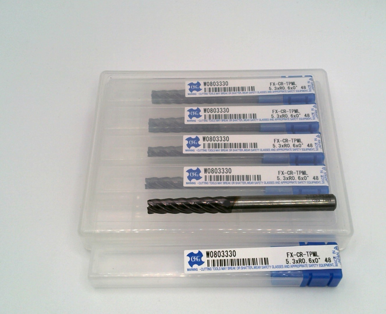 (5 pcs) New OSG FX-CR-TPML 5.3mm (.209) 5FL Carbide End Mills R0.6 6mm TiAlN
