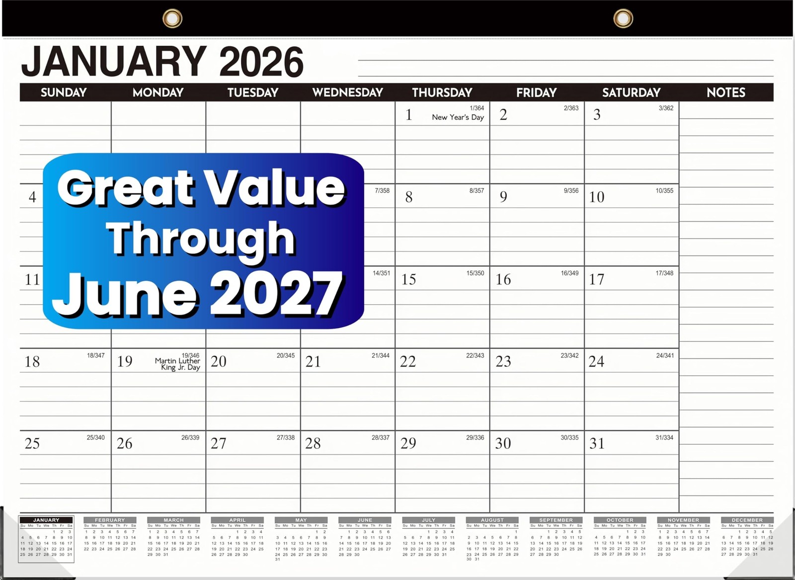 Desk Calendar 2026-2027 – 21 Months Wall Calendar, Until June 2027, 17″ x 12″…