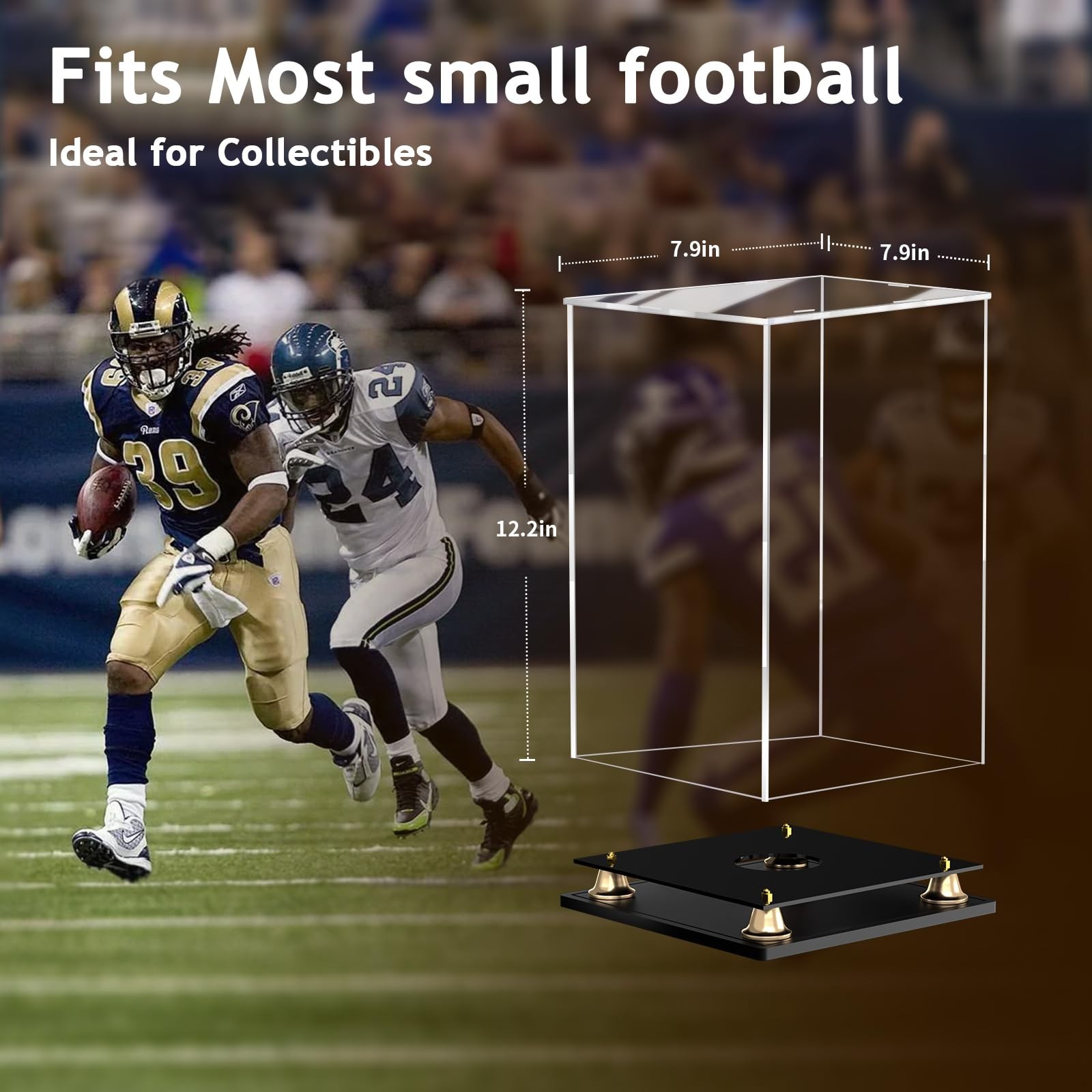 Football Display Case Full Size, Clear Acrylic Display Cases with Double Laye…