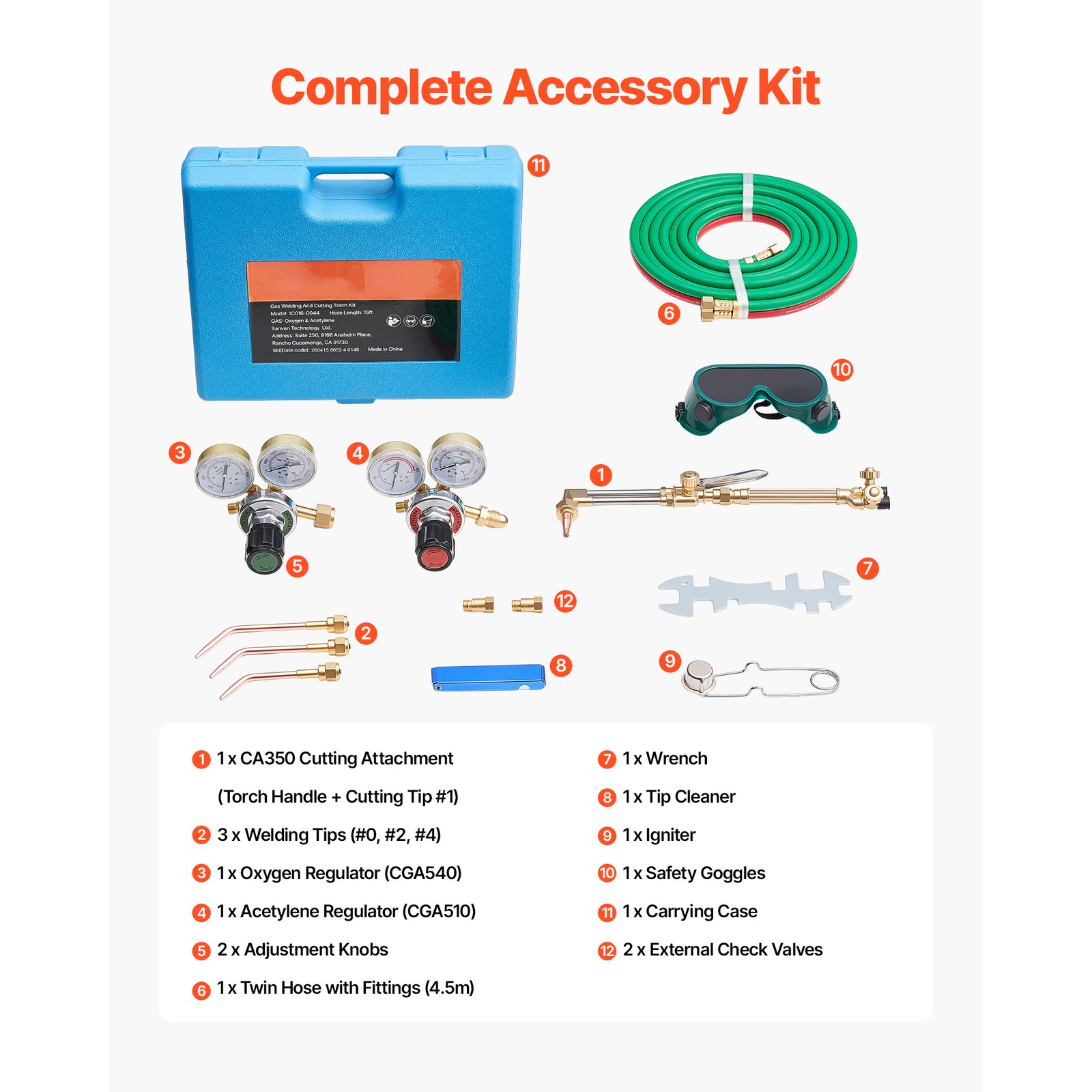 Uimoso Oxygen Acetylene Torch Kit with Check Valves for Gas Welding and Cutting