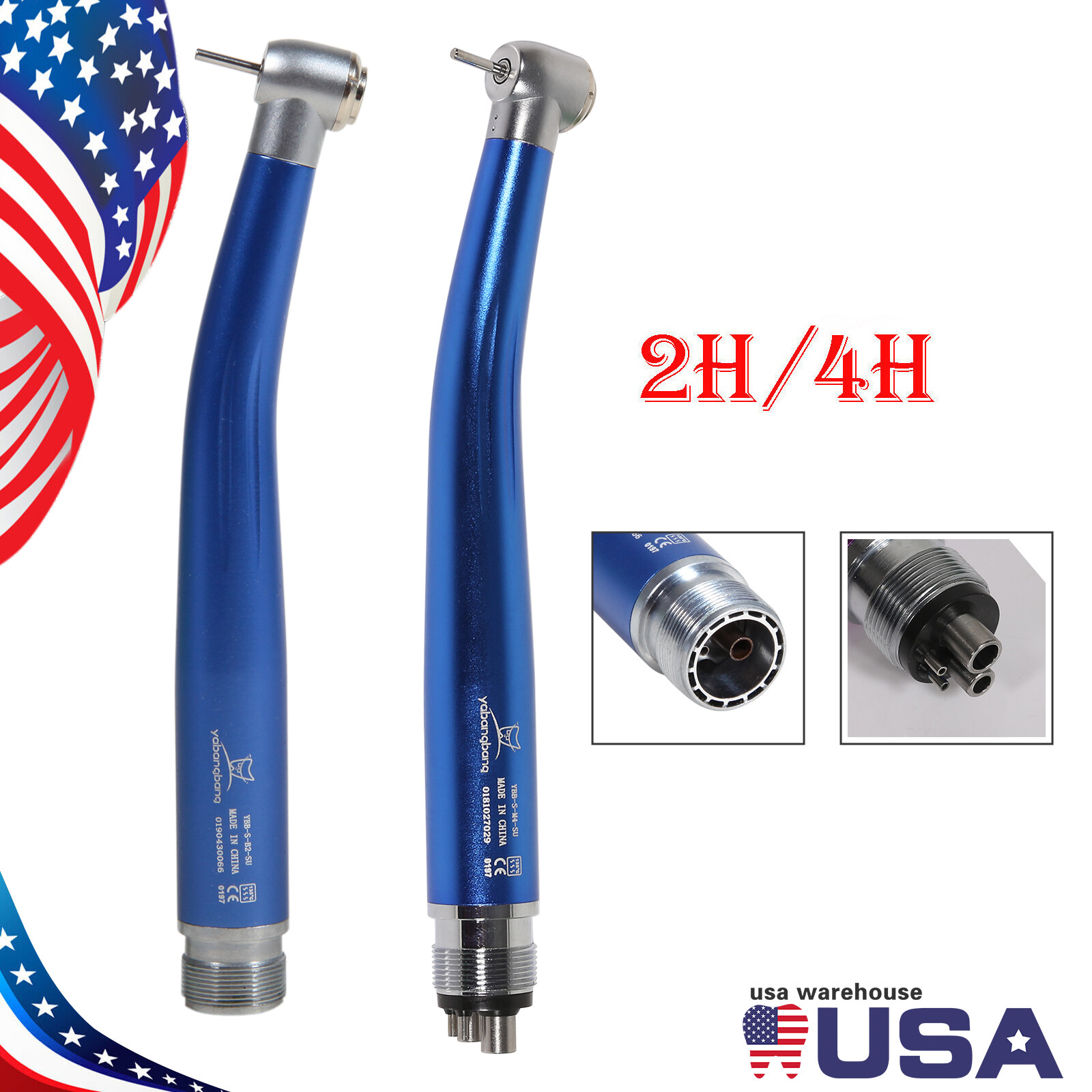 Dental Fast High Speed Handpiece Air Turbine Push Button 2/4Hole NSK Style Color