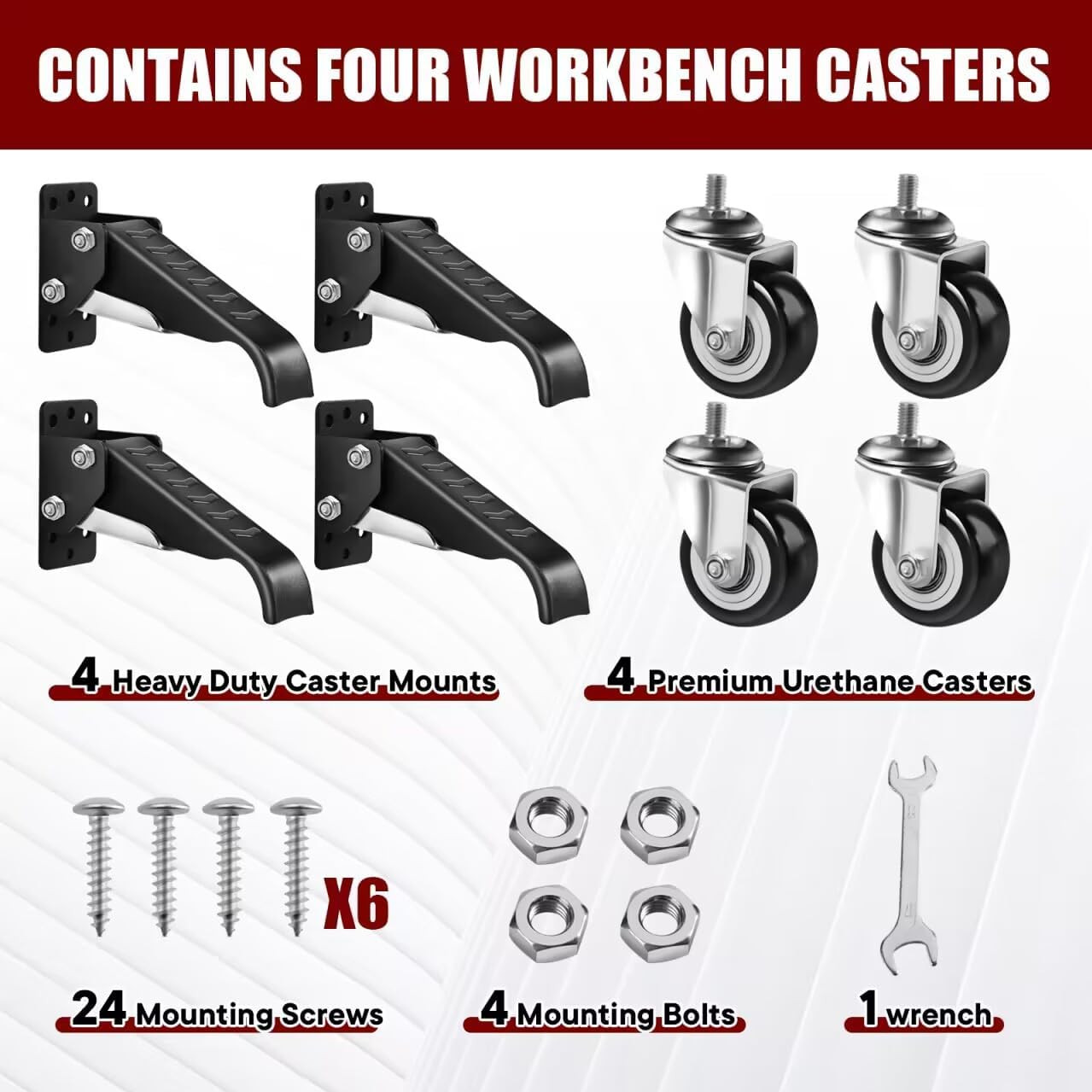 4Pack Retractable Workbench Casters Kit, Heavy Duty Workbenches Wheeels with 600