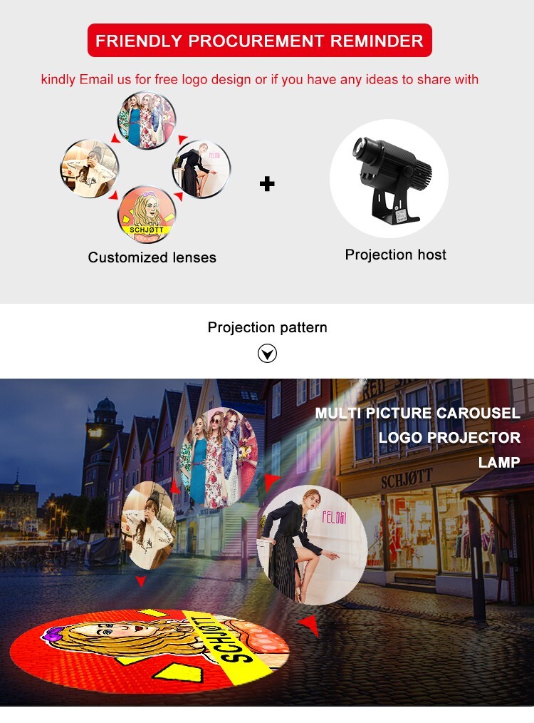 40W-600W Custom 4 Logo Auto-swtich LED Gobo Projector Waterproof AD Store Lights