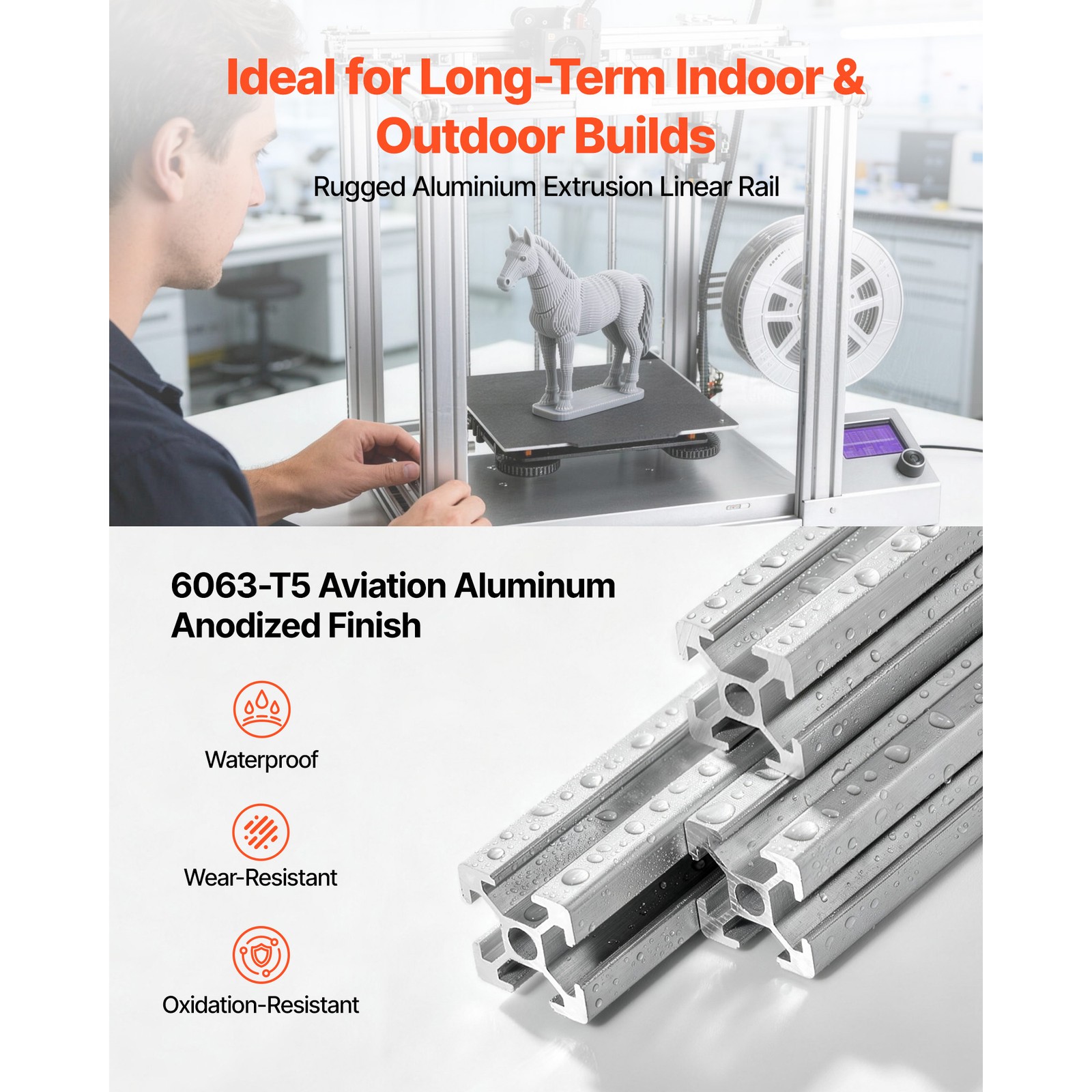 Uimoso 10PCS 2020 Aluminum Extrusion 48″ 1220 mm T Slot Anodized Linear Rail