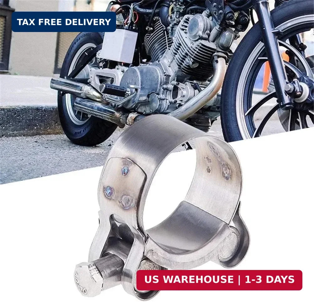 2Pcs Exhaust Clamp Stainless Steel Exhaust Band Clamp Replacement for Motorcycle