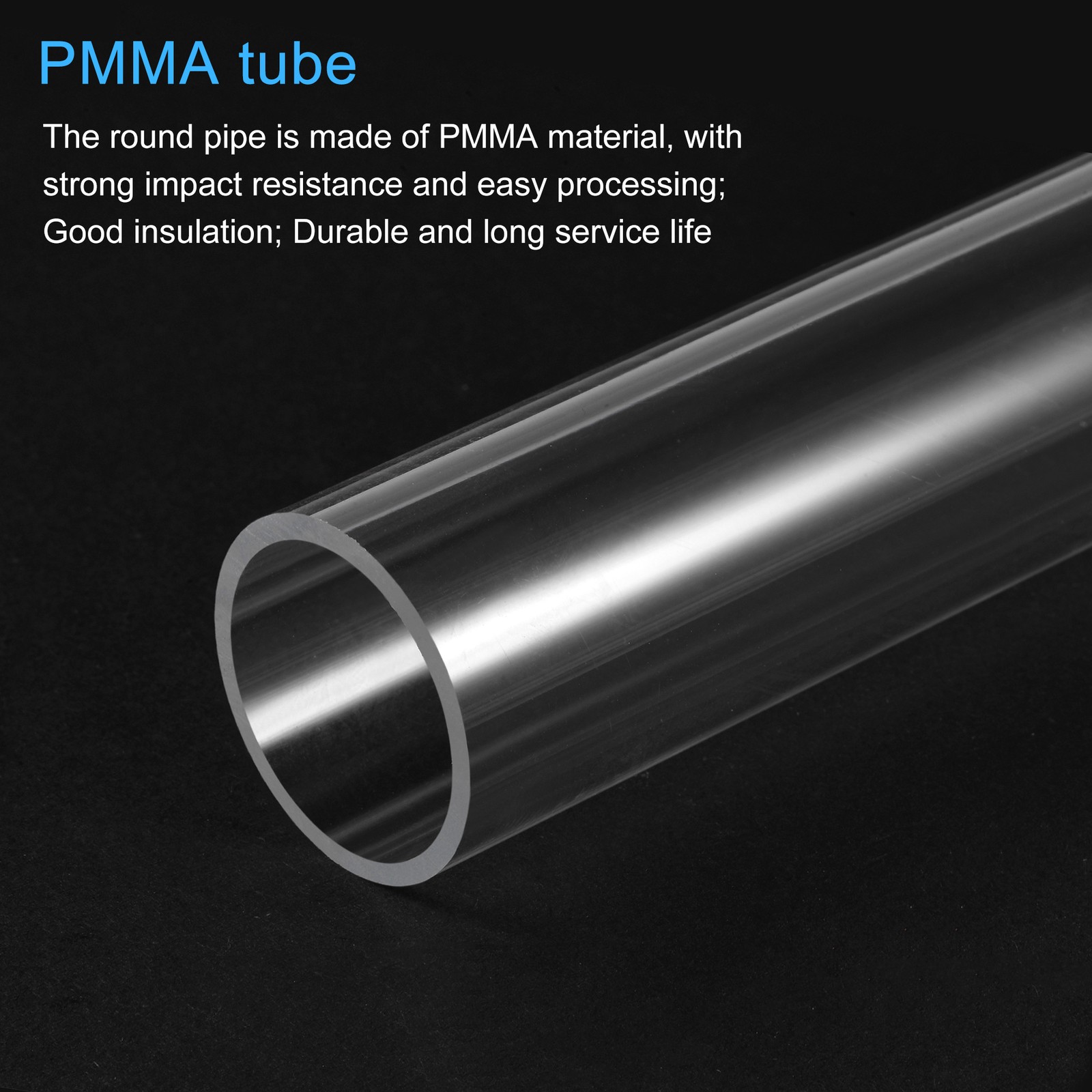 Clear Rigid Acrylic Pipe 31mm ID x 35mm OD x 305mm Round Tube