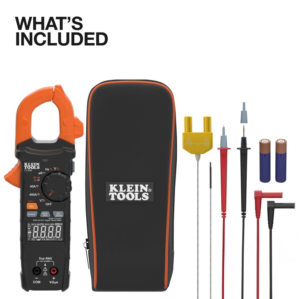 Klein Tools CL490 AC/DC Digital Clamp Meter TRMS Dual Display Auto-Ranging