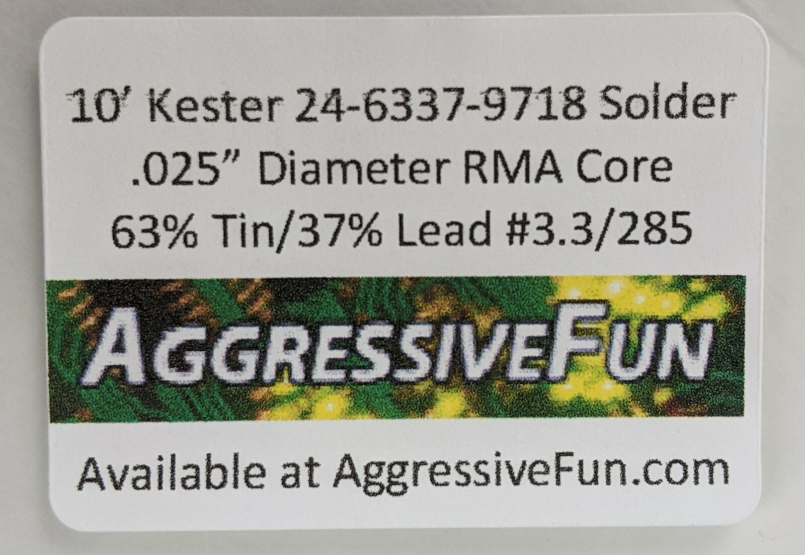 Kester Solder .025″ .6mm 63/37 RMA 3.3% 66/285 Core Eutectic 24-6337-9718 30ft
