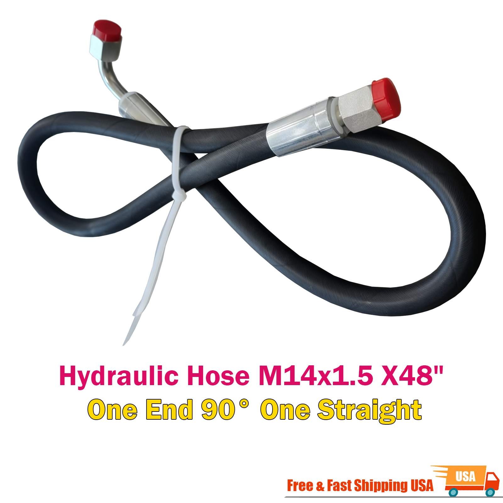 Agt Miva Chinese Mini Excavator Hydraulic Hose M14x1.5 X 48″ One End 90° One Str