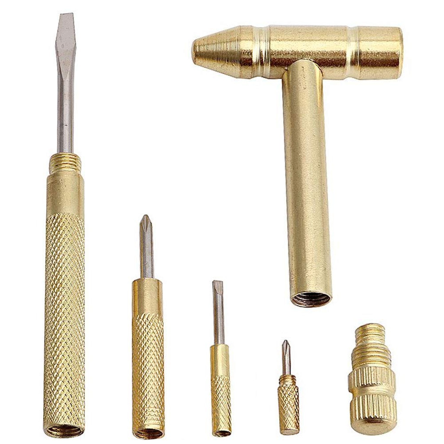 6 in 1 Micro Mini Multifunction Copper Craft Hammer & Screwdriver Hand Tools …
