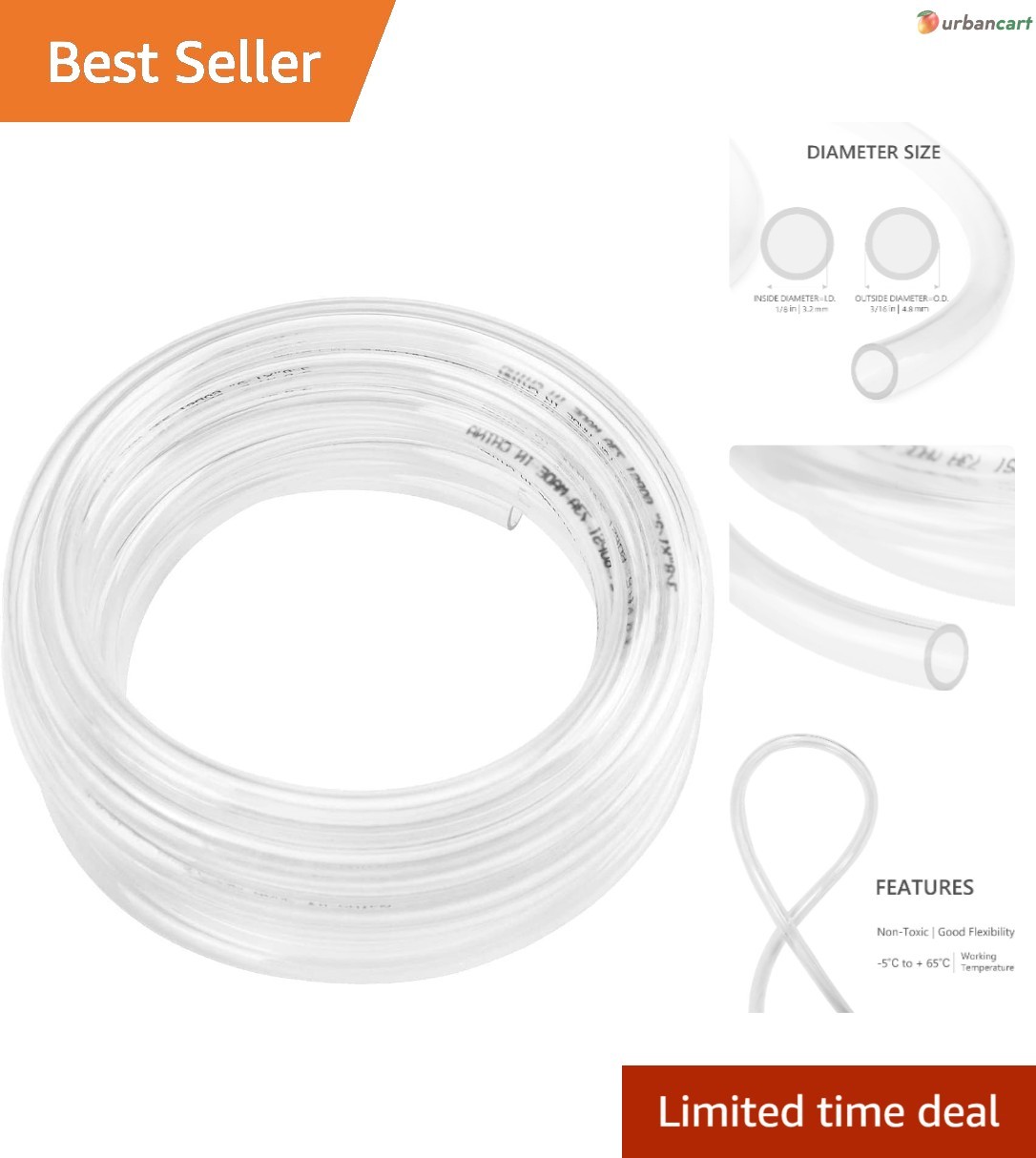 10ft Clear PVC Tubing – Flexible, BPA-Free, UV & Chemical Resistant