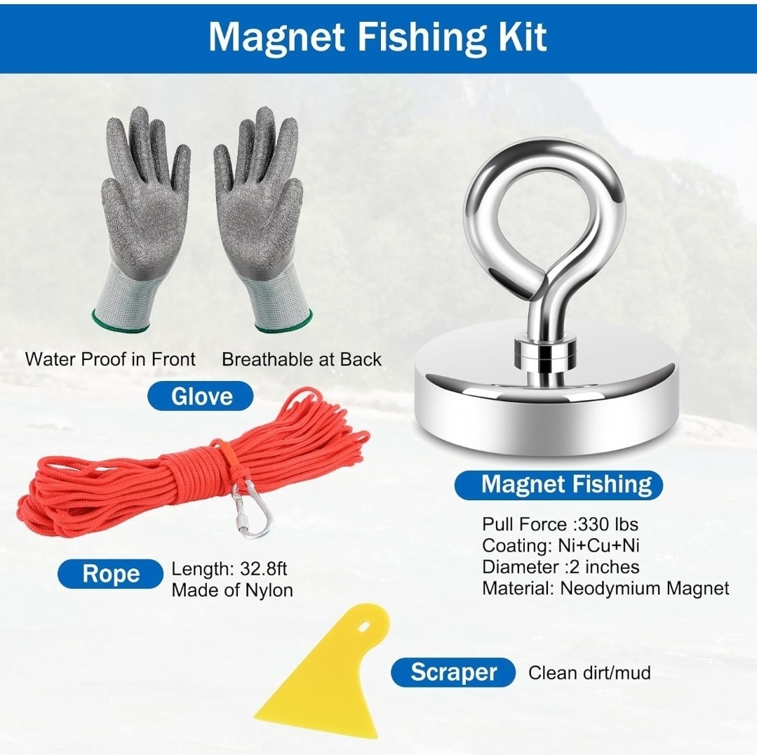 Neosmuk Fishing Magnet, 300lb Giant Rare Earth Magnet with 2.0 inches, Red