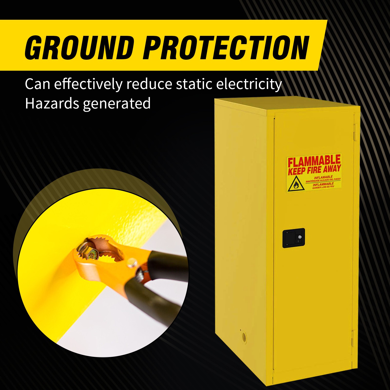 16 Gal Fireproof Flammable Cabinet, Industrial Storage with Leak Sump & Vents