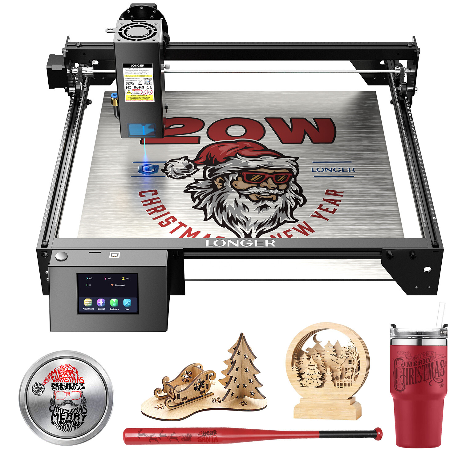 Longer RAY5 20W Laser Engraver Machine Built-in 3.5″ Touch Screen DIY Tool NEW