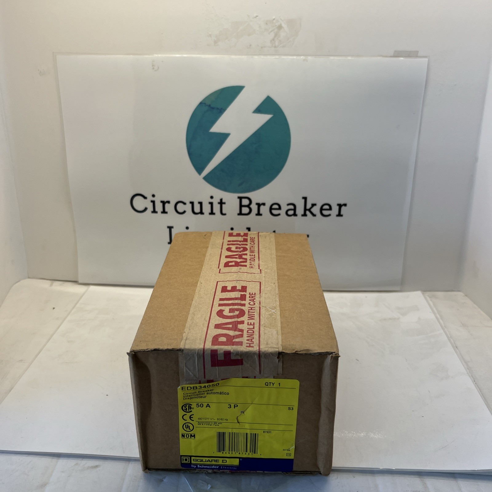 Square D EDB34050 3pole 50amp 480v circuit breaker New New box