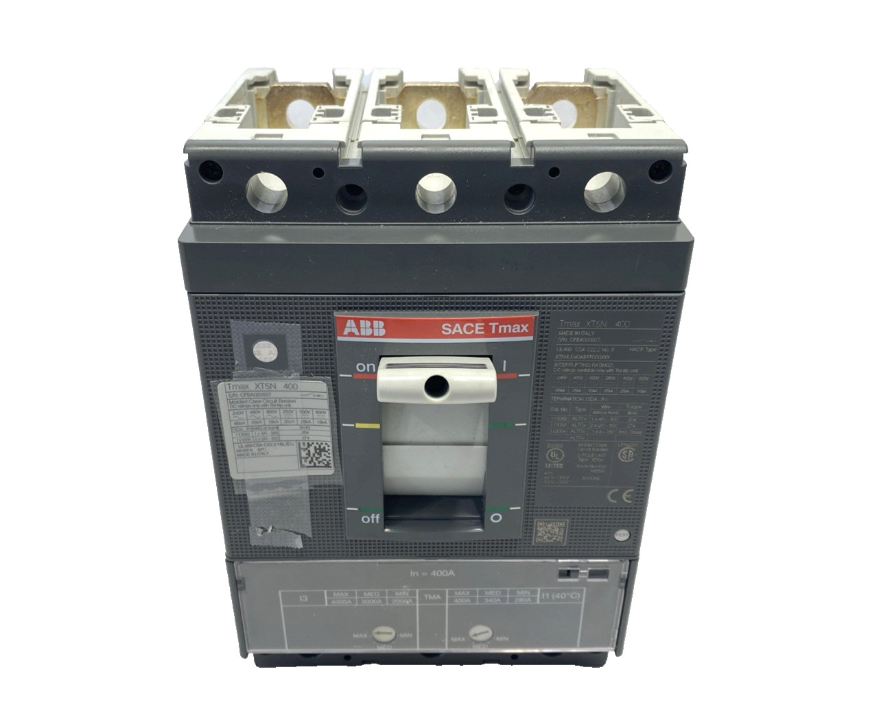 ABB XT5NU340ABFF000X00X XT5N 400 Circuit Breaker 3P 400A 1SDA102444R