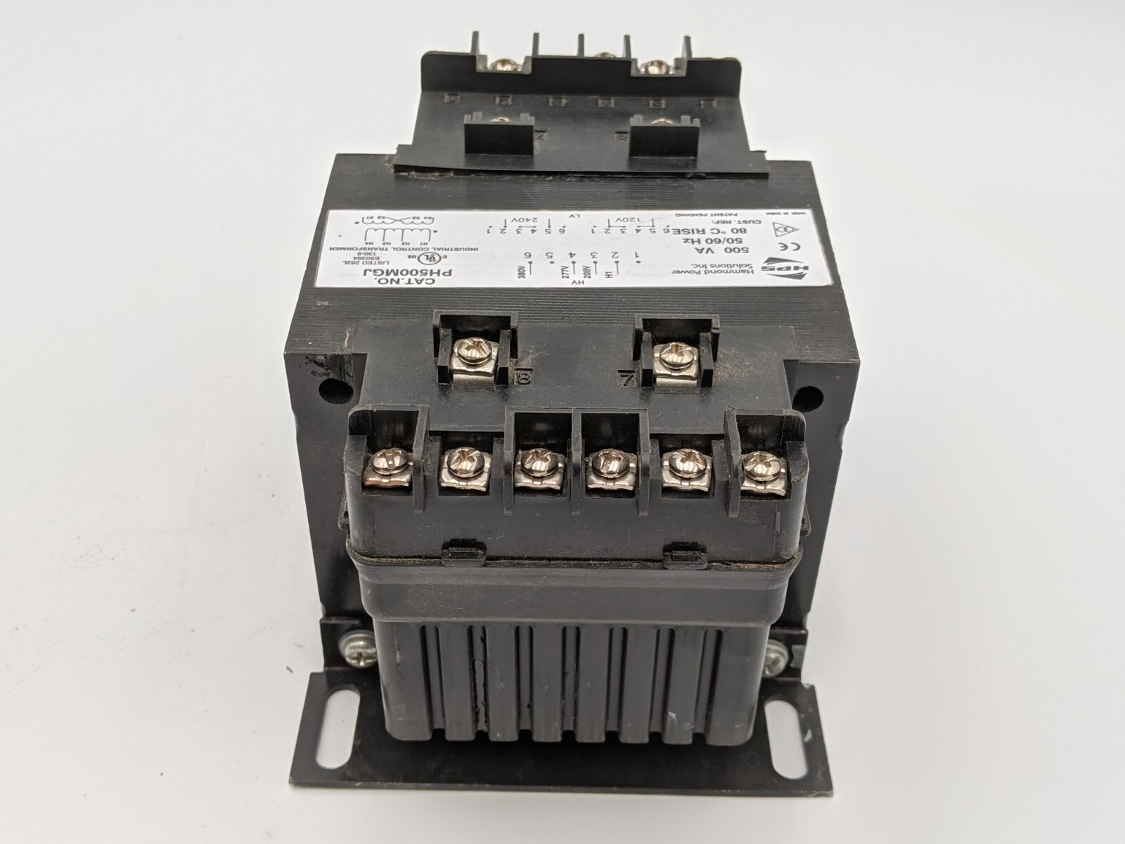 Hammond PH500MGJ Control Transformer 50/60 Hz 208/277/380 VAC 500 VA Used