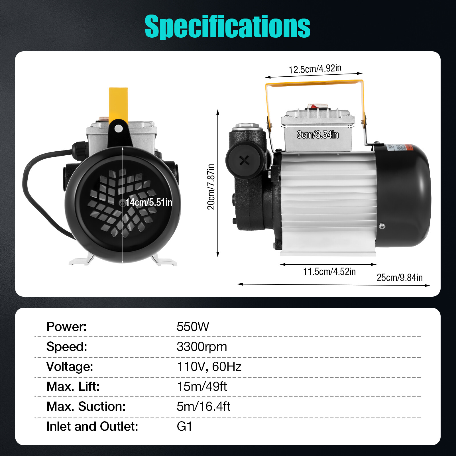 110V Motor Oil Fuel Fluid Extractor Electric Transfer Pump Self Priming