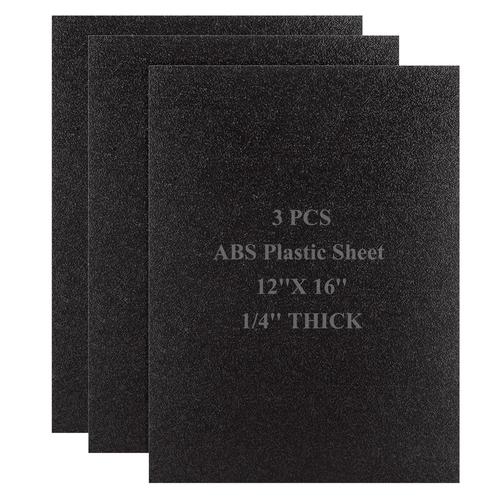 3 PCS 1/4 ABS Plastic Sheet 1/4 Inch Thick 12″ x 16″ Black Plastic Sheet PVC …