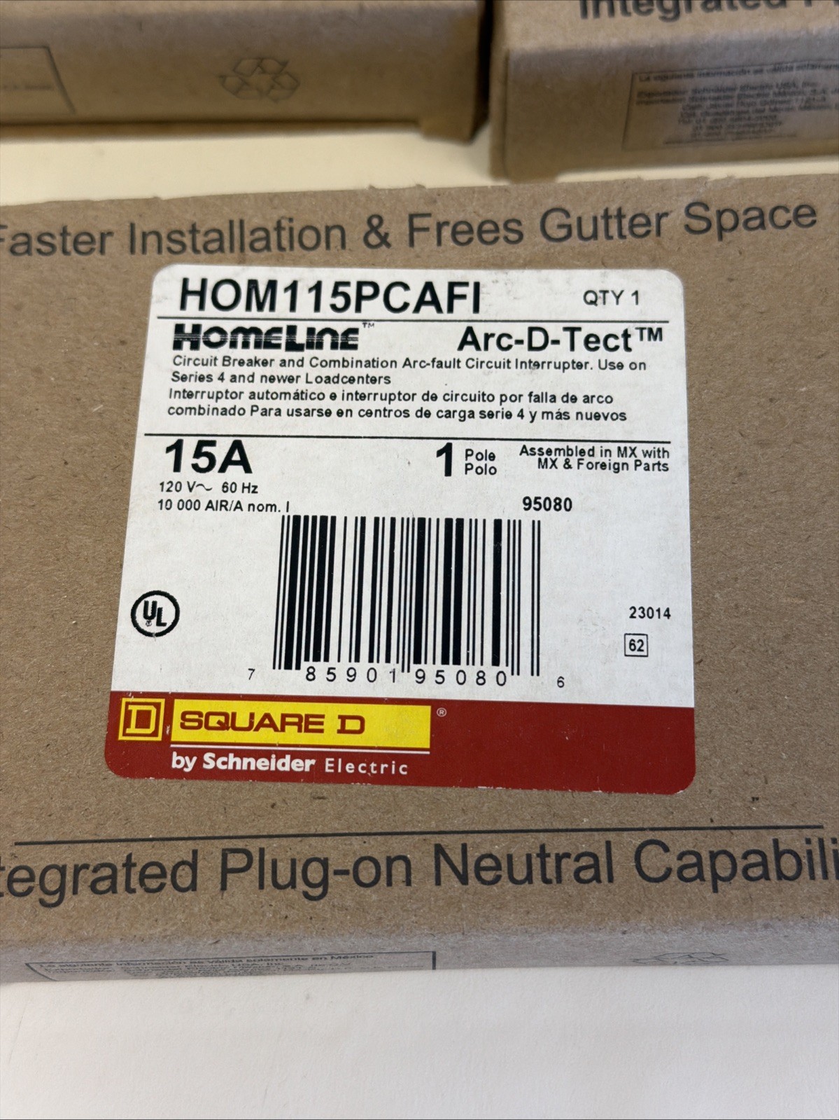 (10) Square D HOM115PCAFI Circuit Breaker 15A *10 PCS* *US SELLER* *NEW IN BOX*
